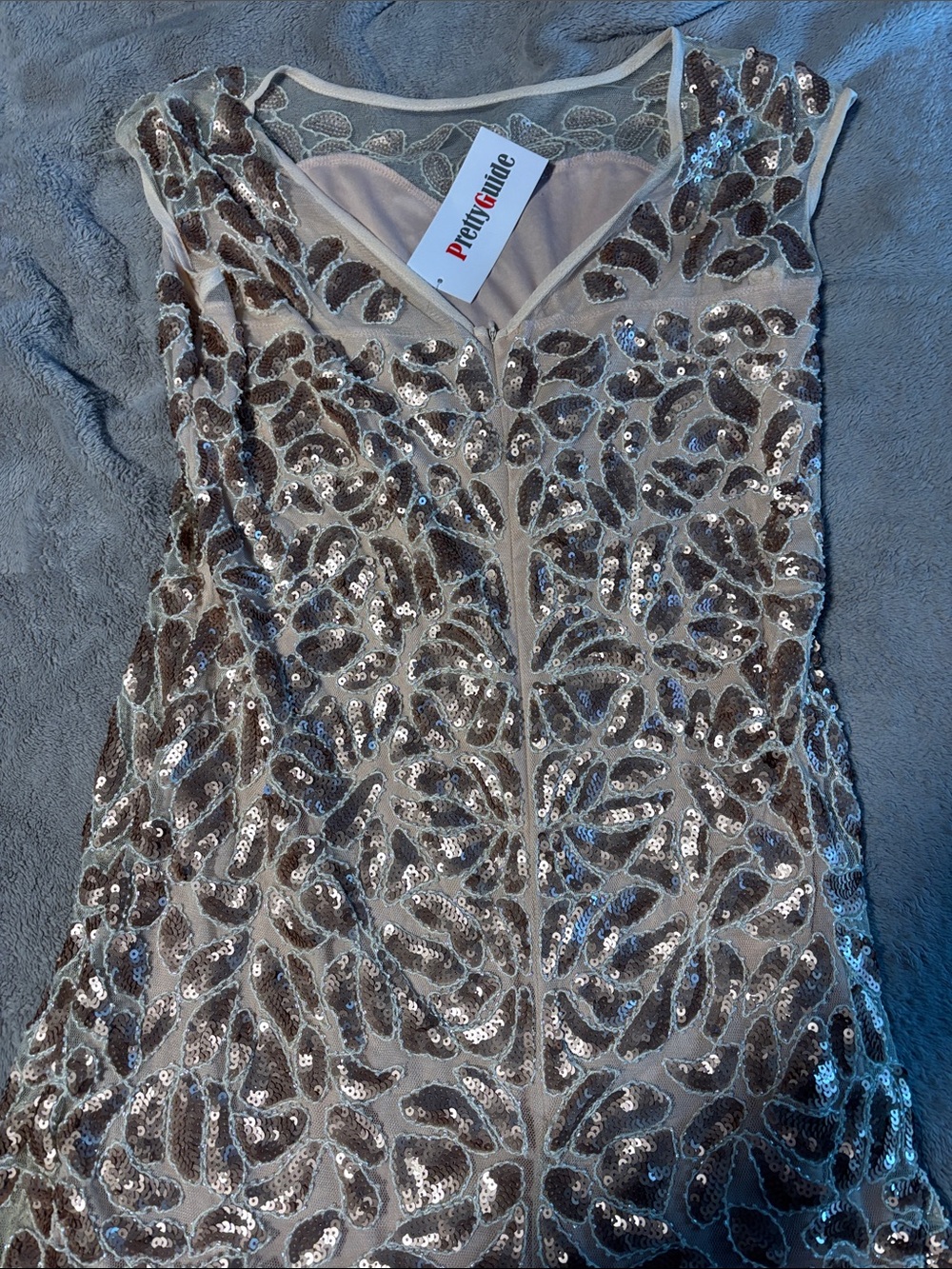 Pretty Guide Sequin Mesh Dress in Champagne/Brown